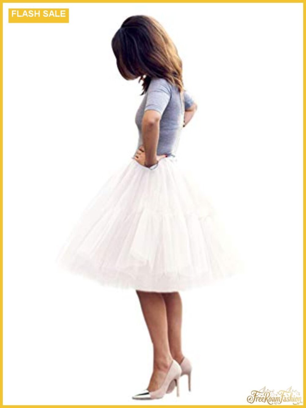 Women's Tulle Tutu Skirt Petticoat Knit Waistband Tiered Skirt Dance Cosplay
